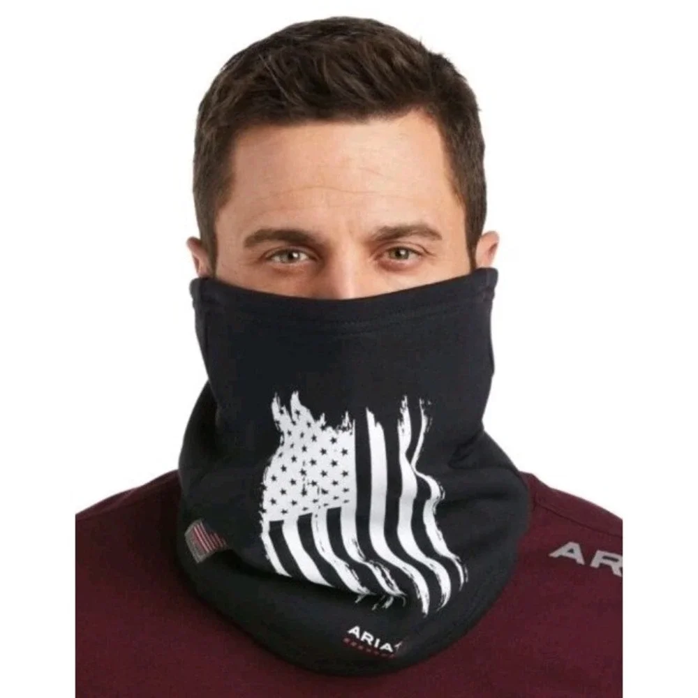 Ariat WORK FR Primo Fleece Neck Gaiter Distressed USA Flag Black 10037033 OSFA